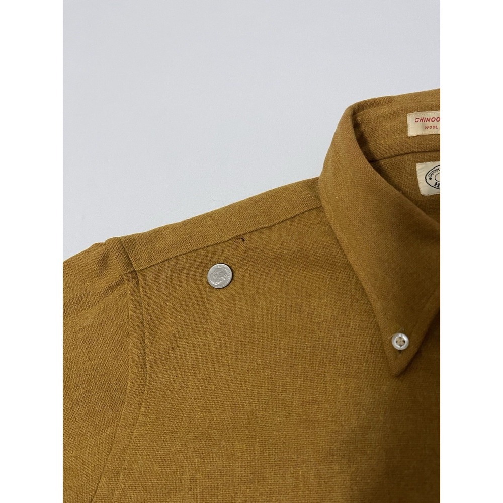 Holbrook Chinook Flannel Vintage 1970s Gold M 15 15 1/2 Wool Blend - Picture 7 of 10